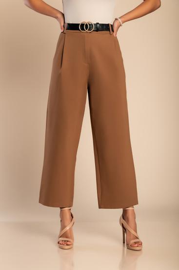 Pantaloni eleganti con gamba dritta, colore cammello